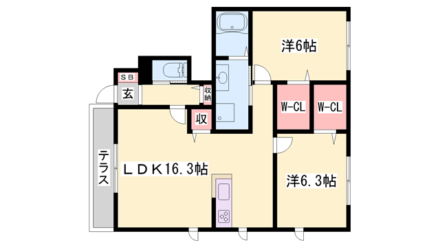 メゾンショコラ(2LDK/1階)の間取り写真