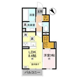 グランクレール西二見(1LDK/1階)の間取り写真