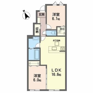 メゾンドソラⅢ(2LDK/1階)の間取り写真