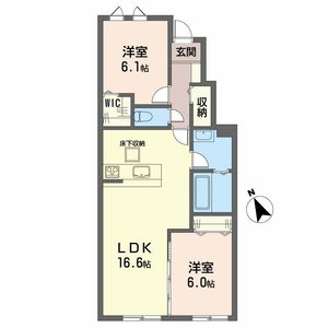 メゾンドソラⅢ(2LDK/1階)の間取り写真