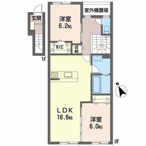 メゾンドソラⅢ(2LDK/2階)の間取り写真