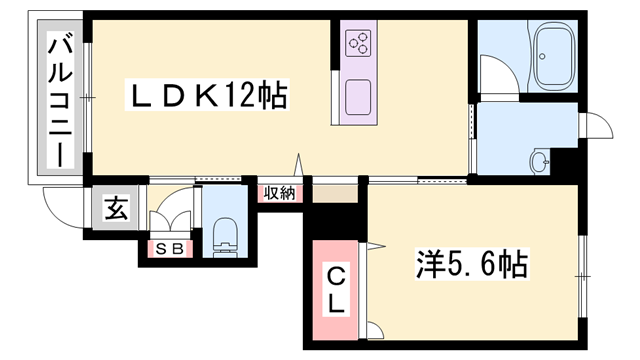 カーサグラス シュデステ(1LDK/1階)の間取り写真
