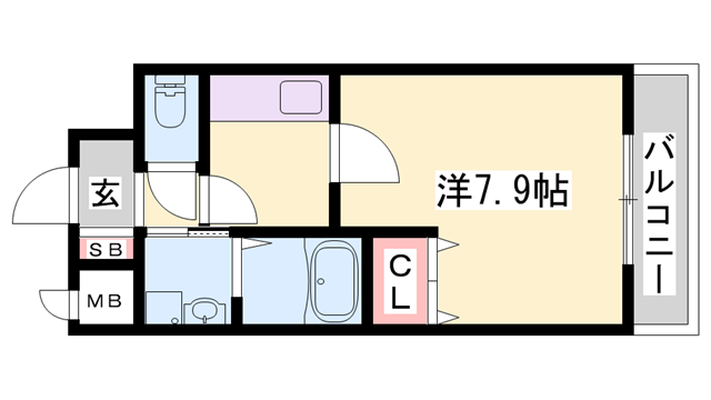 フラットワン(1K/2階)の間取り写真