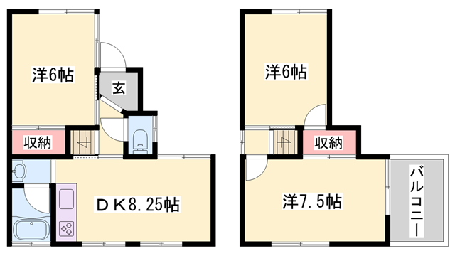 山陽電気鉄道本線 浜の宮駅 徒歩3分 2階建 築43年(3DK)の間取り写真