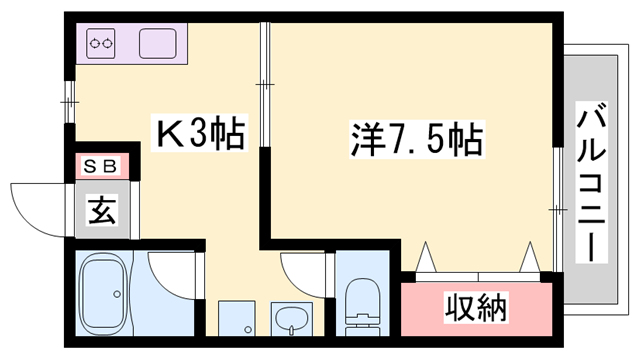 ソレジオ小宅(1K/2階)の間取り写真