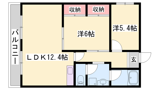 エクセレントヒル(2LDK/2階)の間取り写真