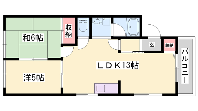 エトワール(2LDK/1階)の間取り写真
