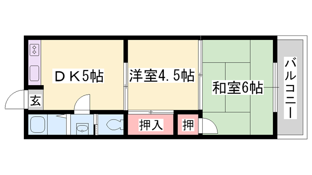 メトレス福田2(2DK/1階)の間取り写真