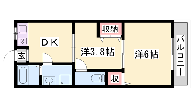 メトレス福田2(2DK/3階)の間取り写真