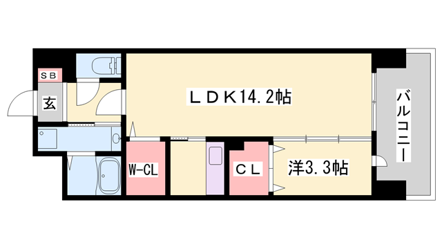 クレール姫路(1LDK/4階)の間取り写真