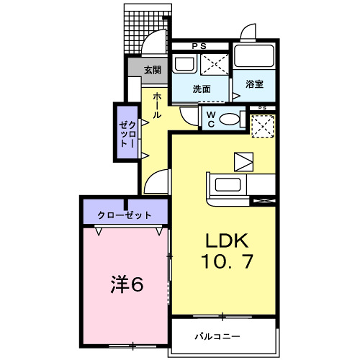 ミーテククル(1LDK/1階)の間取り写真