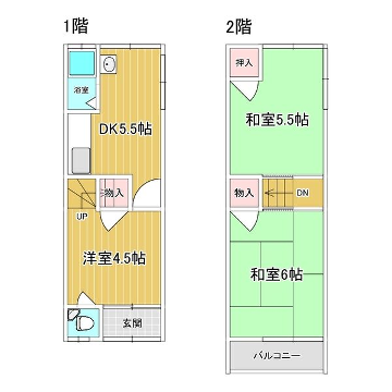 山陽電気鉄道本線 東二見駅 徒歩6分 2階建 築52年(3DK)の間取り写真