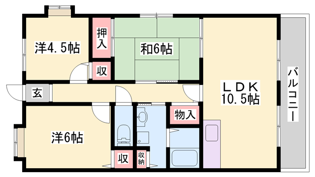 パティオタカタ(3LDK/2階)の間取り写真