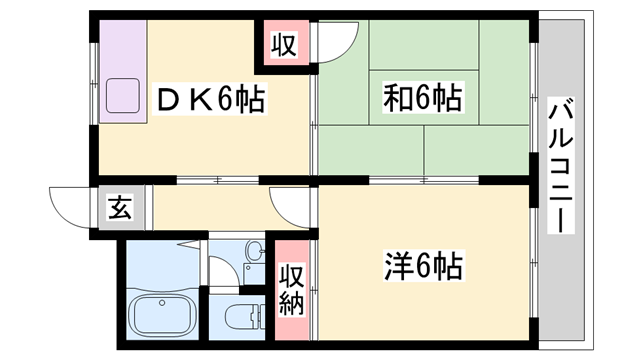 エスポワールささゆり(2DK/2階)の間取り写真
