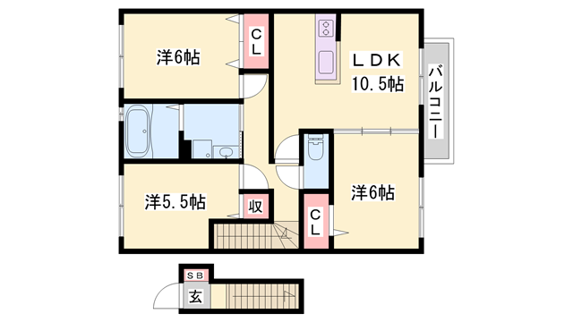 ヴァンヴェール(3LDK/2階)の間取り写真