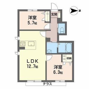 MASTCOURT加古川南(2LDK/1階)の間取り写真