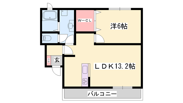 エレガント リヴ(1LDK/1階)の間取り写真