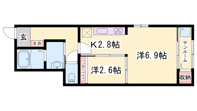 メゾン アンジュ(1SK/1階)の間取り写真