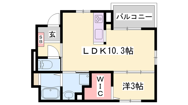 ブリーズ揖保川(1LDK/1階)の間取り写真