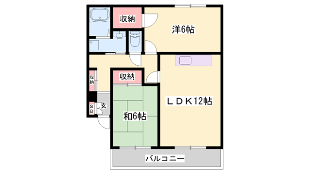 たつの市 エスポワールたつの(2LDK/2階)の間取り写真