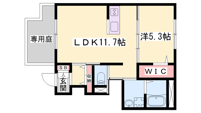 イデアル・ボヌール(1LDK/1階)の間取り写真