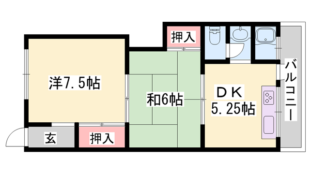 栄荘(2DK/2階)の間取り写真