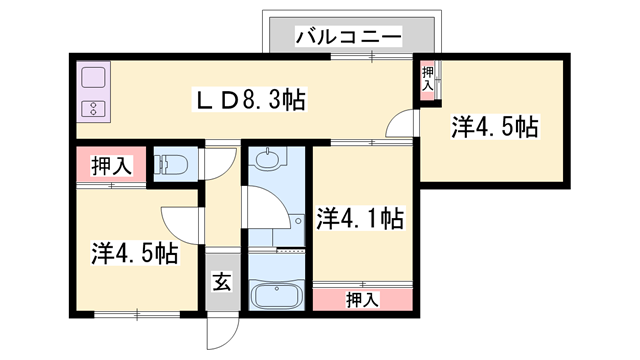 サングレース荒井(3DK/1階)の間取り写真