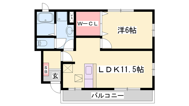 カルムメゾン(1LDK/1階)の間取り写真