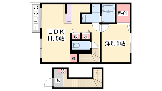 ミニョンⅡ番館(1LDK/2階)の間取り写真