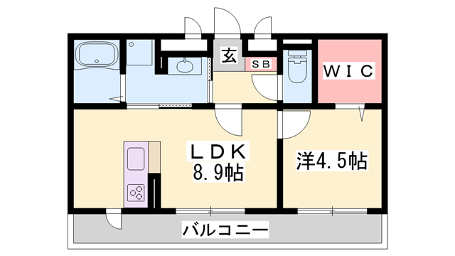 アーバンハイツ川田(1LDK/1階)の間取り写真