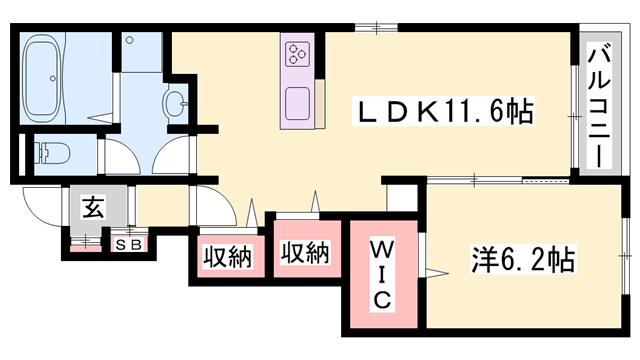 カンプ・ノウ(1LDK/1階)の間取り写真