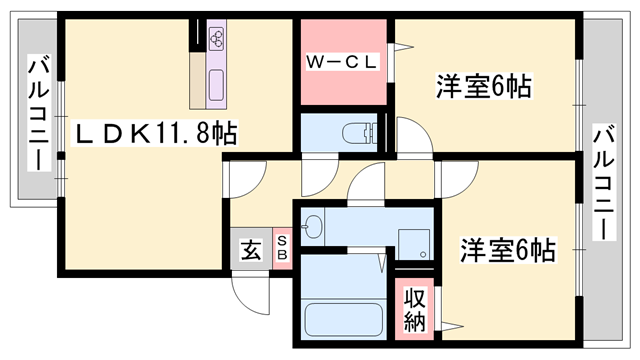 プリンシプル3(2LDK/3階)の間取り写真