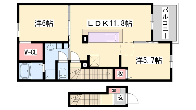 タップ アルファB(2LDK/2階)の間取り写真