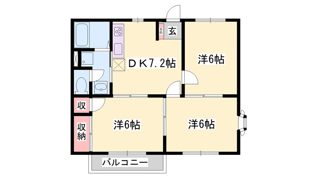 リバティー田寺(3DK/2階)の間取り写真