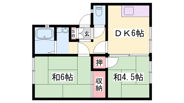 サンシティ米田(2DK/2階)の間取り写真