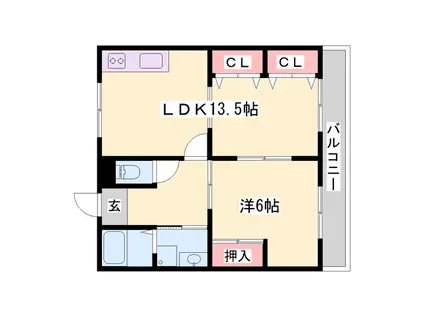 レジデンス香呂(1LDK/1階)の間取り写真