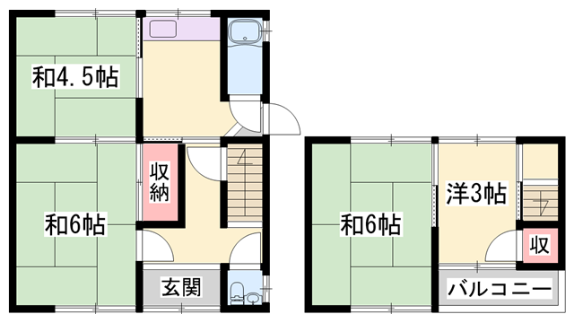 姫新線 播磨高岡駅 徒歩11分 2階建 築55年(4K)の間取り写真