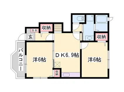 シャン・ド・フルールⅠ(2DK/1階)の間取り写真