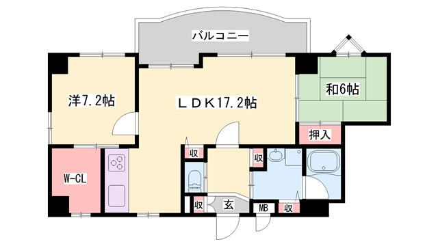 サンテデーレしかま(2LDK/9階)の間取り写真