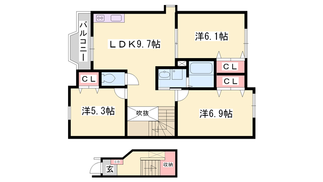 フェリーチェ神田(3LDK/2階)の間取り写真