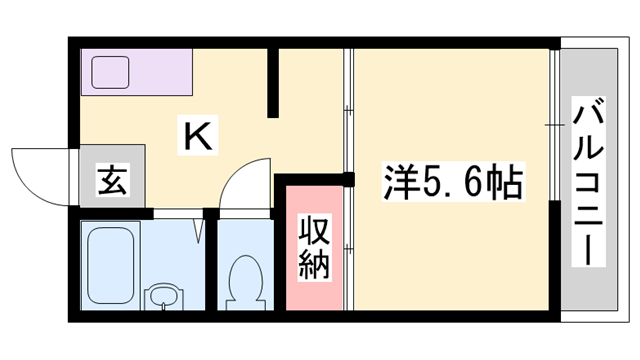タウニィ新在家C棟(1K/2階)の間取り写真