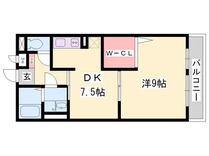 サンテ・レザンジュ B棟(1DK/2階)の間取り写真