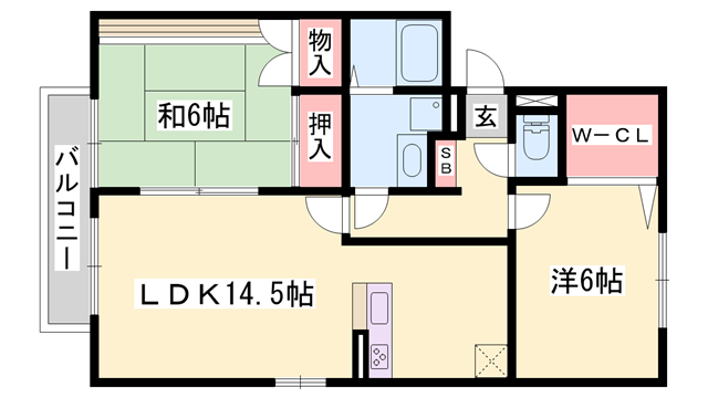 ロイヤルグレース花田 C棟(2LDK/2階)の間取り写真