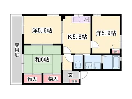 フォーレス東南(3K/1階)の間取り写真