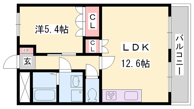 グランディール ステージ(1LDK/1階)の間取り写真