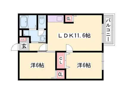エスポアヒルズⅡ(2LDK/2階)の間取り写真