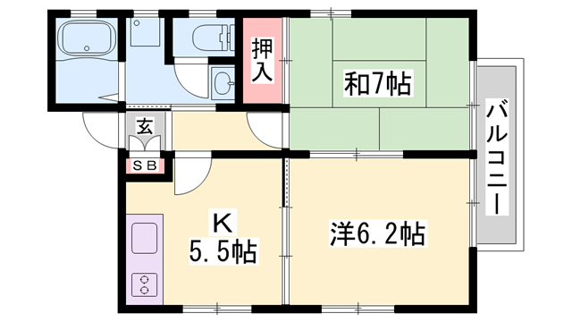 HEIGHTS TOMOE(2K/2階)の間取り写真