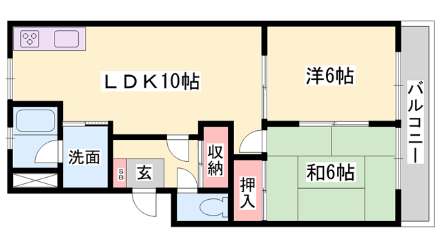 エコーハイツエム(2LDK/1階)の間取り写真