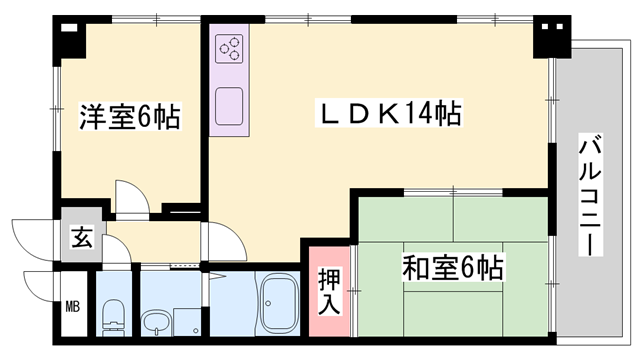 ピアイースト姫路白浜(2LDK/3階)の間取り写真