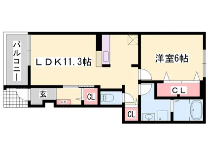 ニュージェルメ・アイⅡ(1LDK/1階)の間取り写真